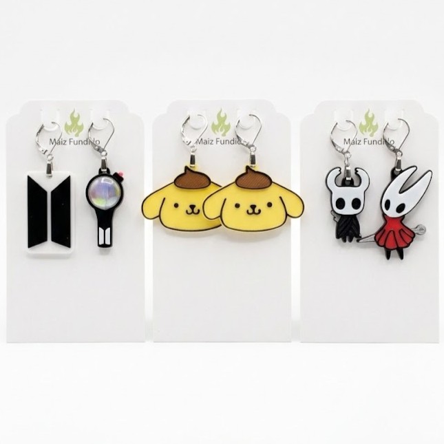 Aretes lindos: Hollow Knight, Pompompurin y BTS